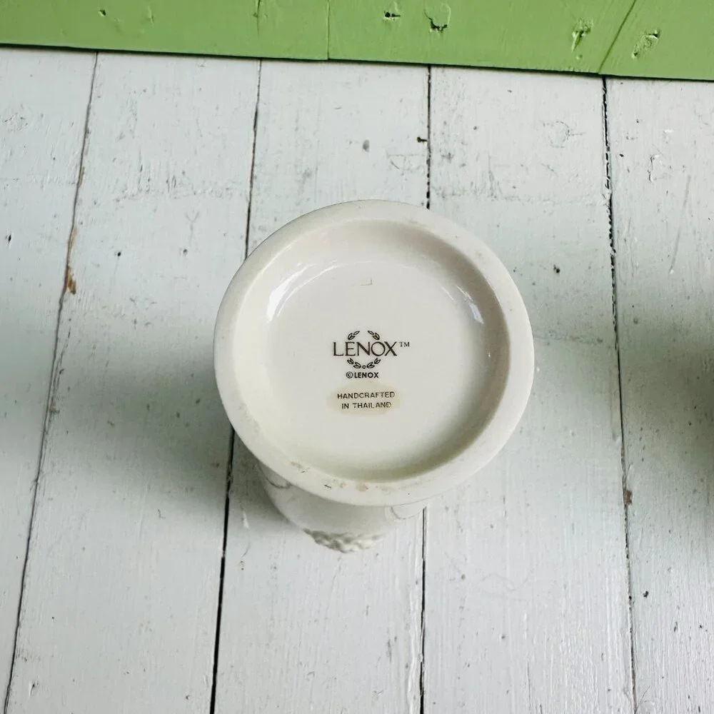 Vintage Lenox Rose Bud Vase Ivory Porcelain Gold Trim Embossed Roses 7.75